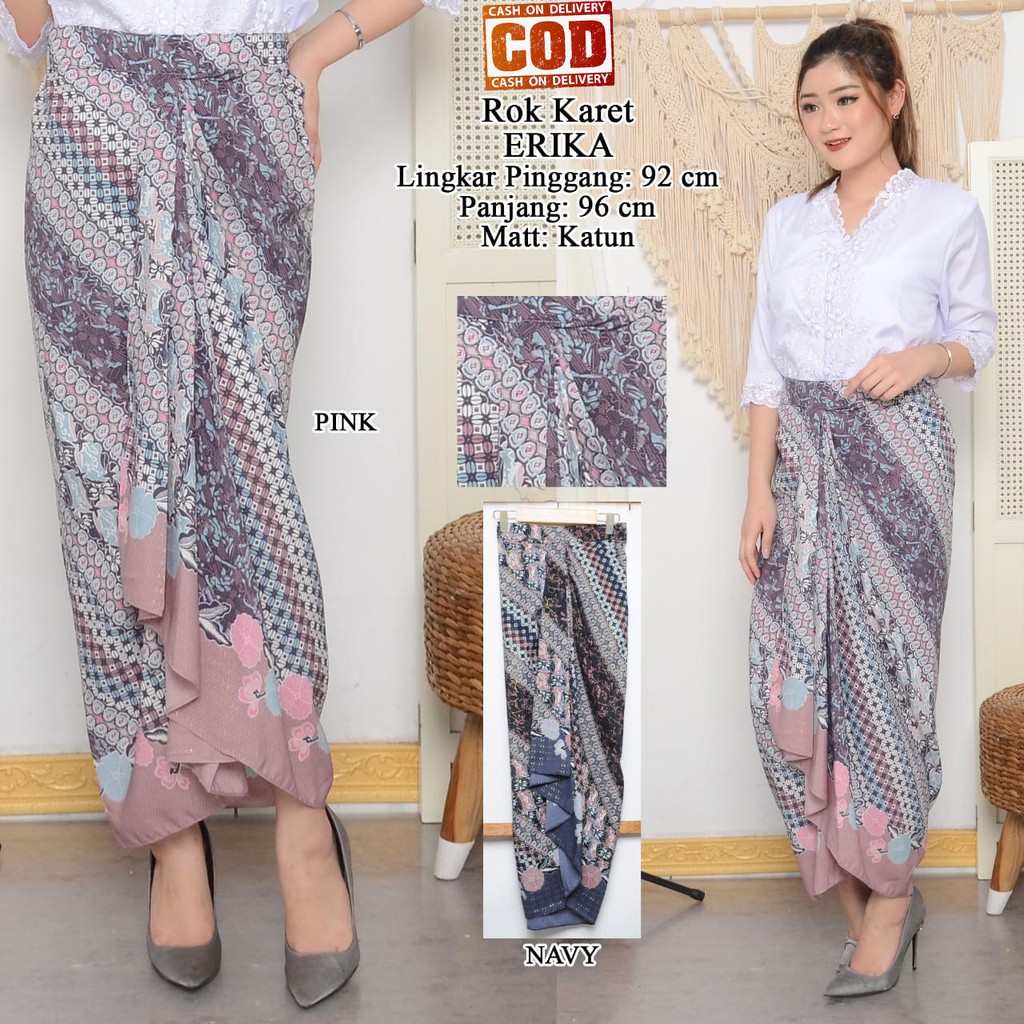 Bawahan Kebaya Batik Kekinian | Kain Kebaya Jadi Modern | Rok Karet Erika