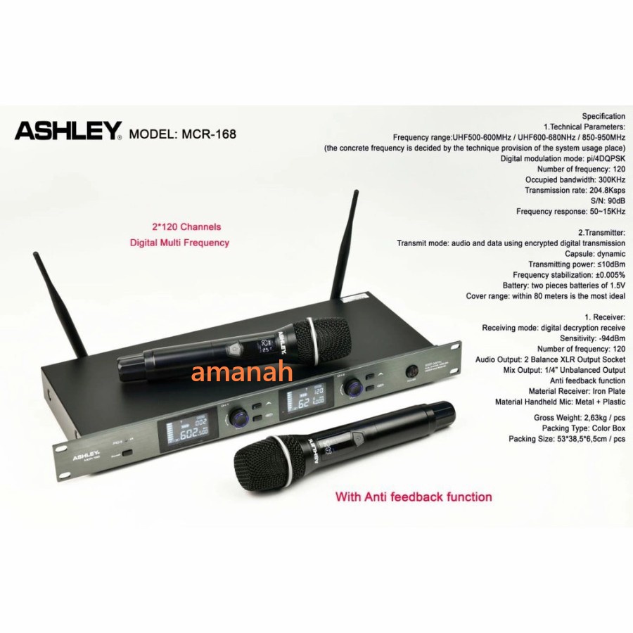 MIC WIRELESS ASHLEY MCR168 MIC WIRELESS ASHLEY MCR-168 ORIGINAL MIC ASHLEY MCR 168