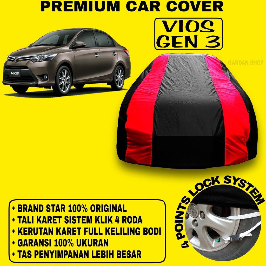 Body Cover VIOS GEN 3 Sarung Strip MERAH Penutup Pelindung Bodi Mobil Vios Gen 3 Waterproof PREMIUM