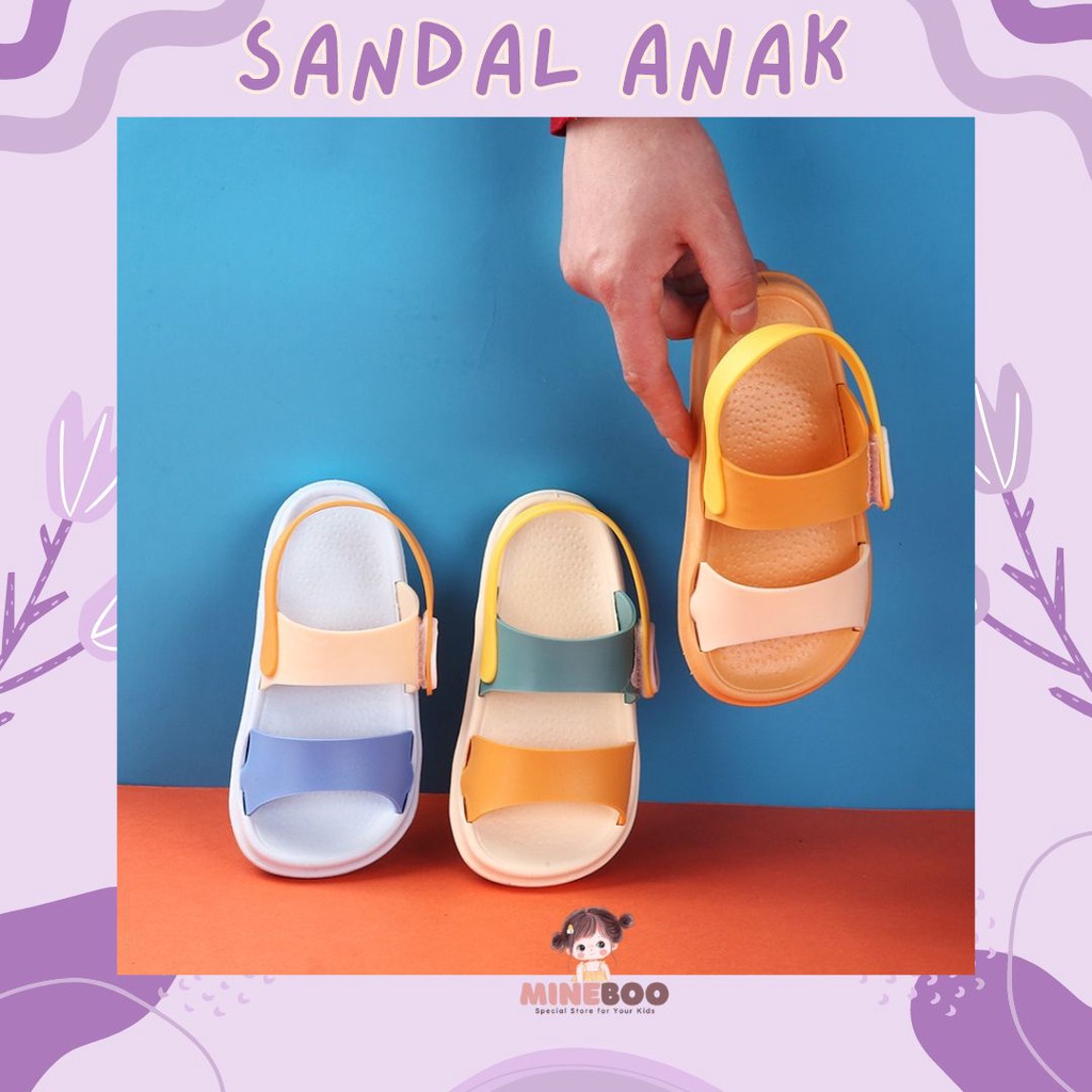 mineboo BROWNIZ 22+2 Sandal Anak Perempuan Bahan Karet Model Lucu 3-8 Tahun Import