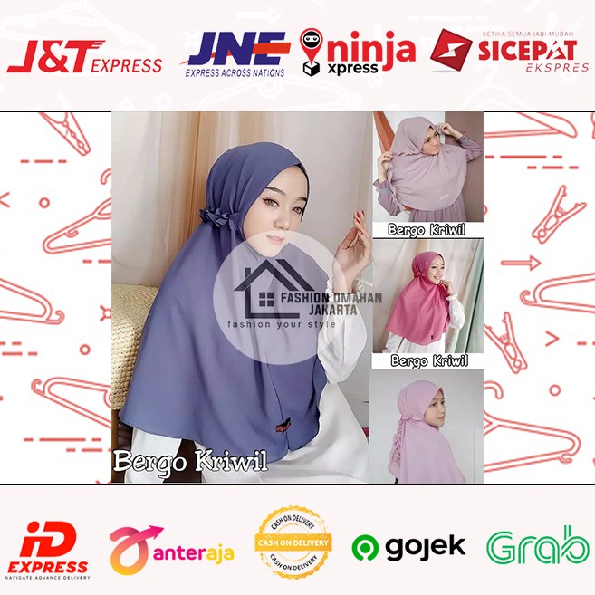 Fashion Omahan Jakarta ( 1KG MUAT 15 PCS ) AULIA KRIWIL TALI DIAMOND BERGO NON PET HIJAB JILBAB