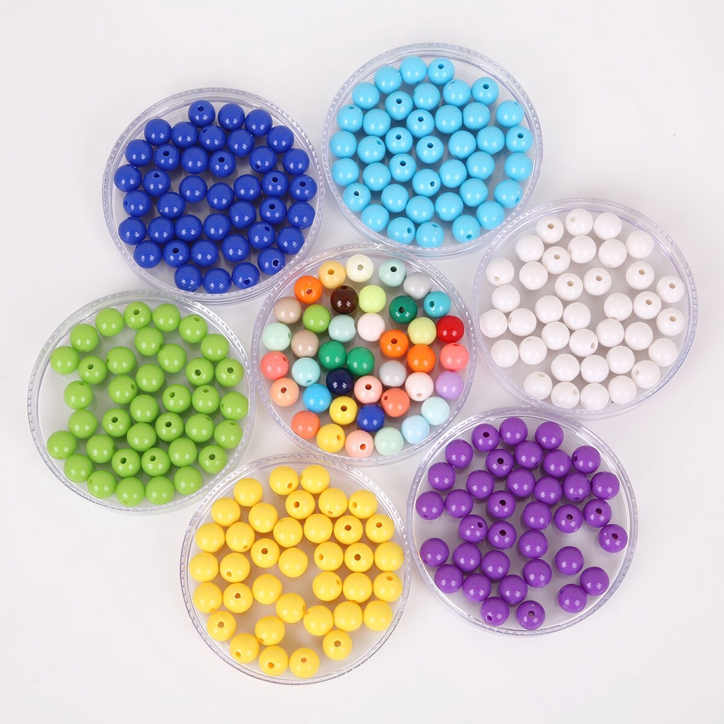 50 PCs 10 Mm Multicolor Akrilik Manik-manik Bulat Longgar Spacer Manik-manik Cocok DIY Wanita &amp; Pria Gelang Kalung Perhiasan Hadiah