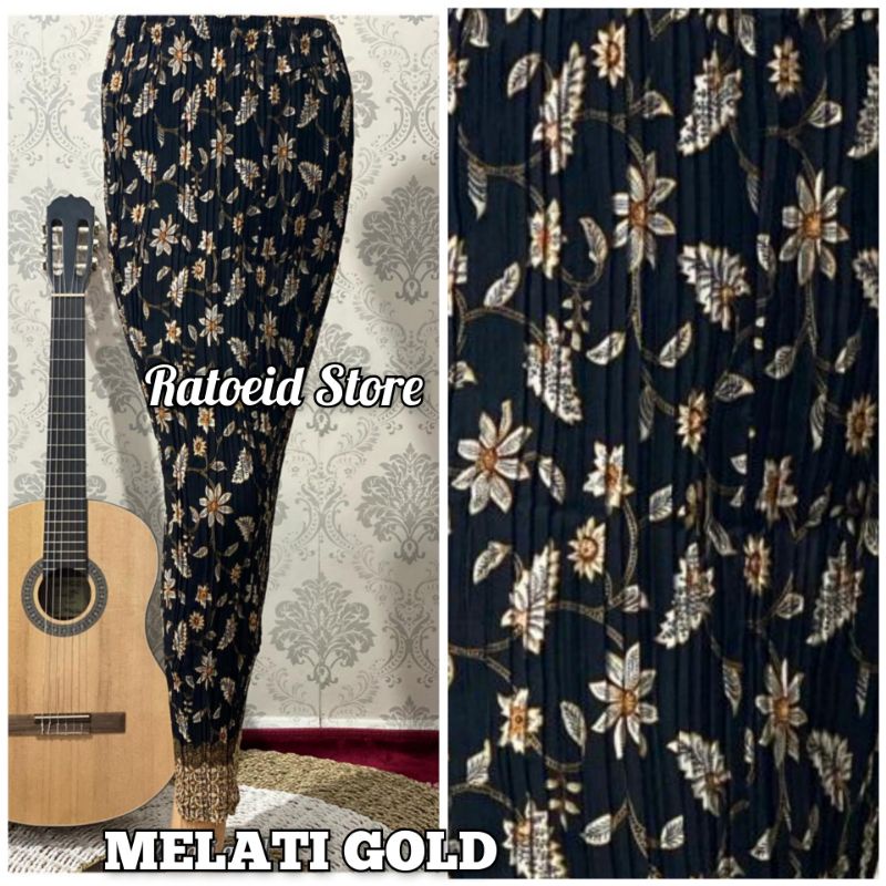 [200 Motif - Part 01] Rok Plisket Batik Panjang / Rok Batik / Rok Kebaya / Rok Wisuda / Bawahan Kebaya / Bawahan Batik / Rok Kondangan / Rok Pengantin / Rok Akad / Rok Lamaran / Rok Span / Rok Prisket Batik Jumbo Batik Production Original By Ratoeid Store-NO.47 Melati gold