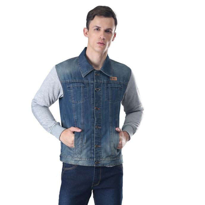 SPIBDF jaket jeans pria laki-laki slim fit jaket khusus87 Murah