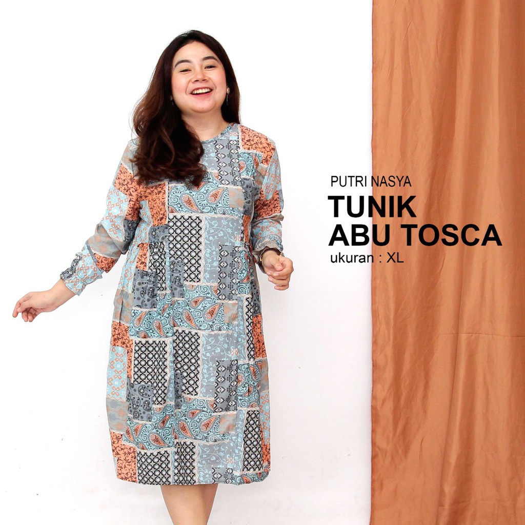 Tunik long rayon jumbo / atasan wanita big size / atasan tunik / tunik kerja / tunik motif