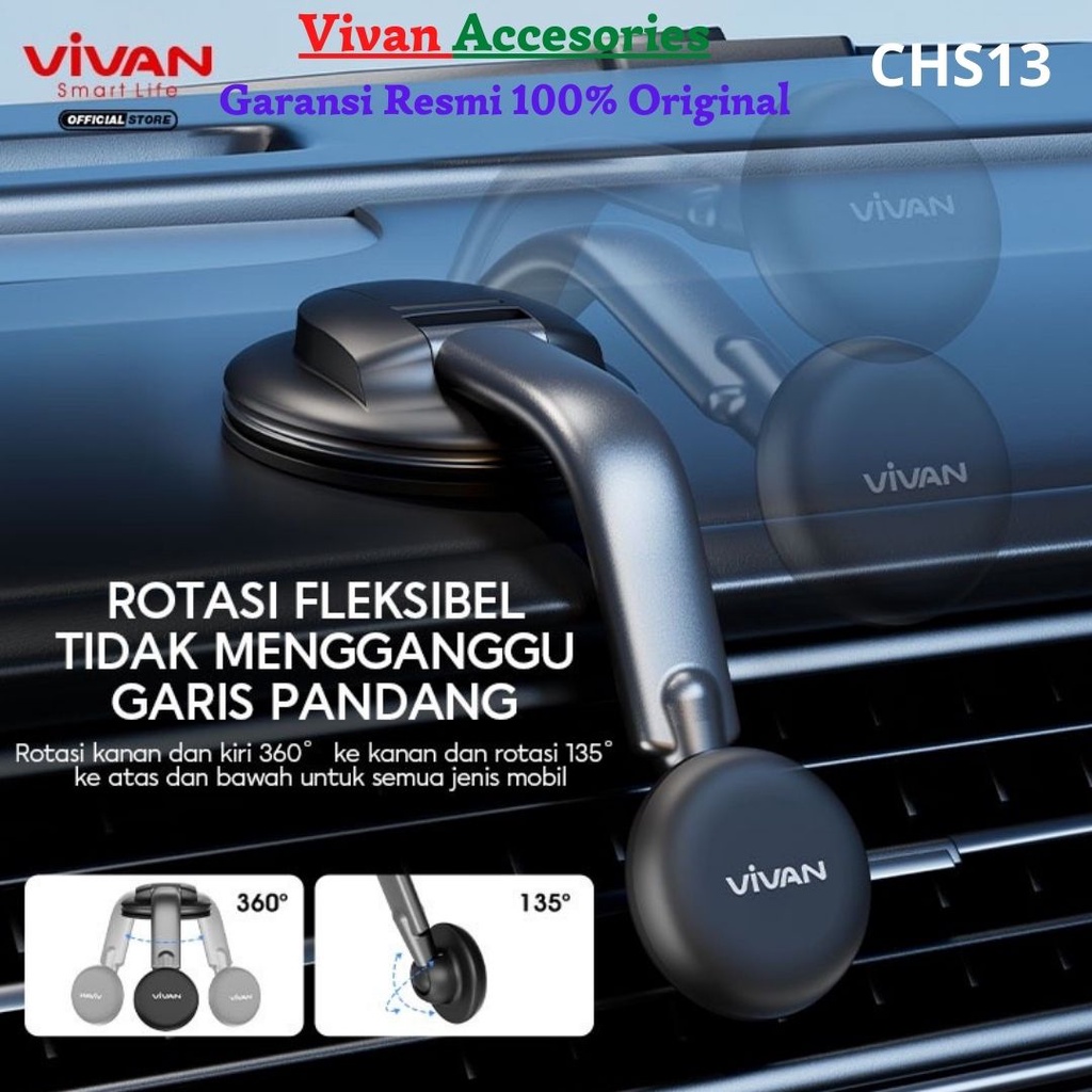 Vivan CHS13 Magnetic Car Holder Mobil Phone Dashboard Mount Fleksibel