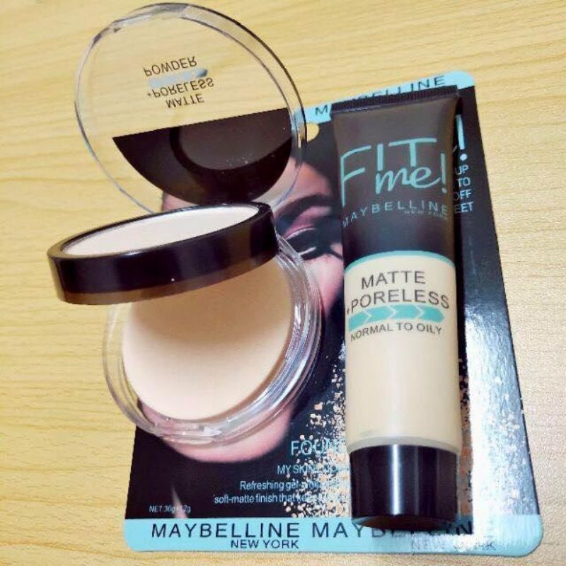 [1Set] Foundation plus Bedak Maybelline New Fit me 2 in 1