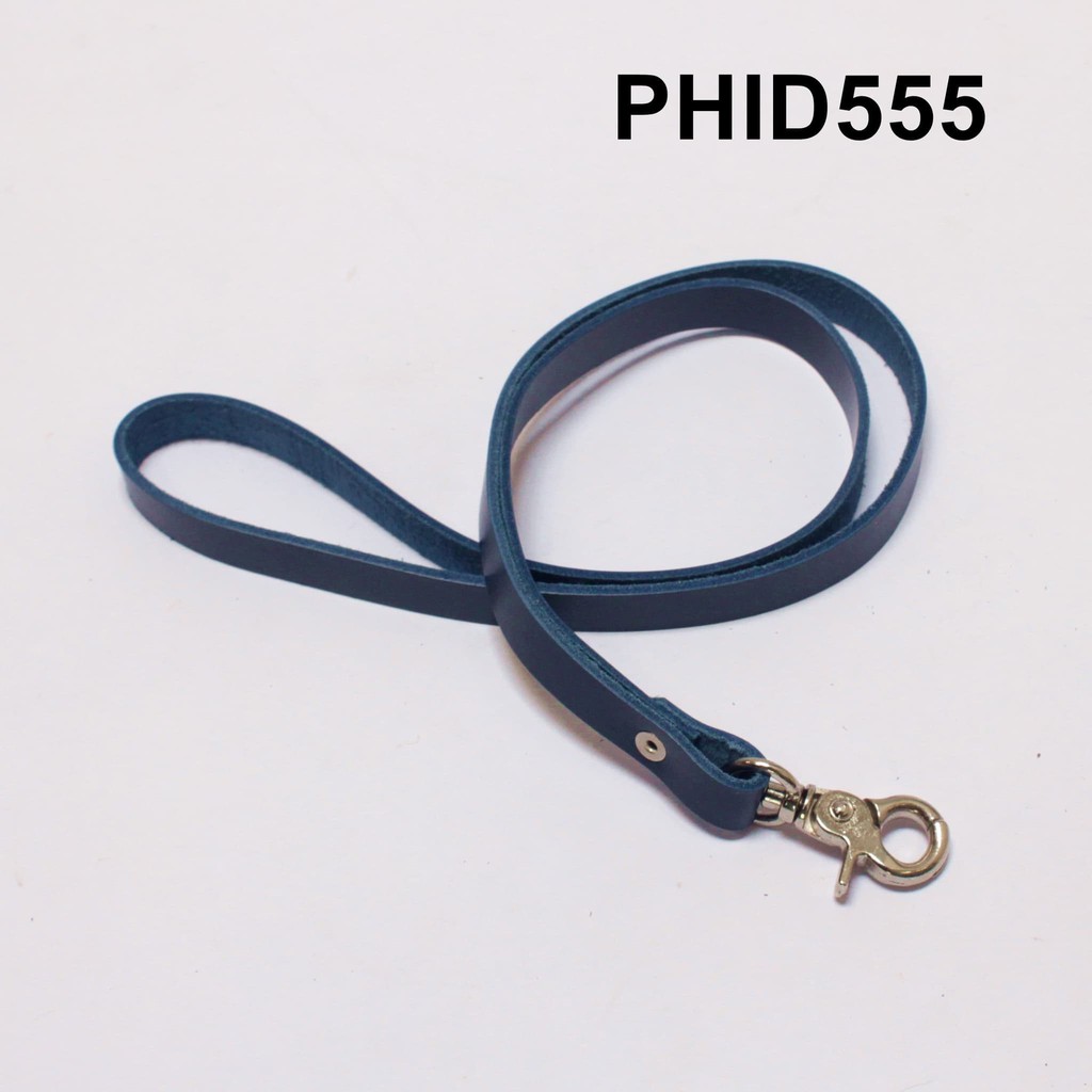 

tali id card kulit sapi asli warna biru navy - leather lanyard PHID555