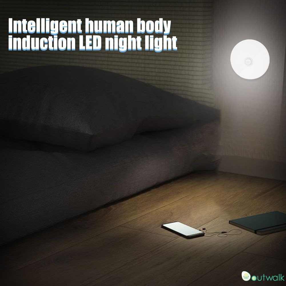 Lampu Malam Led Usb Rechargeable Hemat Energi Dengan Sensor Gerak Untuk Kamar Tidur / Toilet / Tangga