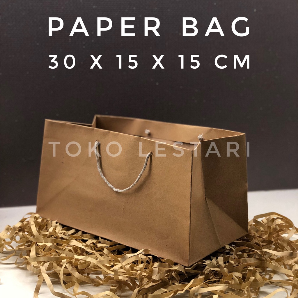 Paper bag polos / Tas kertas belanja / shoping / Kantong Souvenir dan Kue 30x15x15 cm