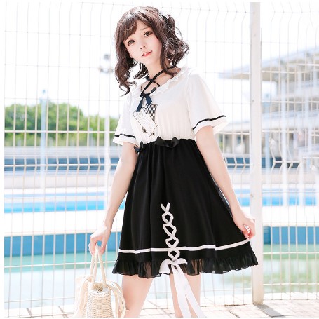 Lolita Dress Black And White / Kawaii Dress / Cute Dress