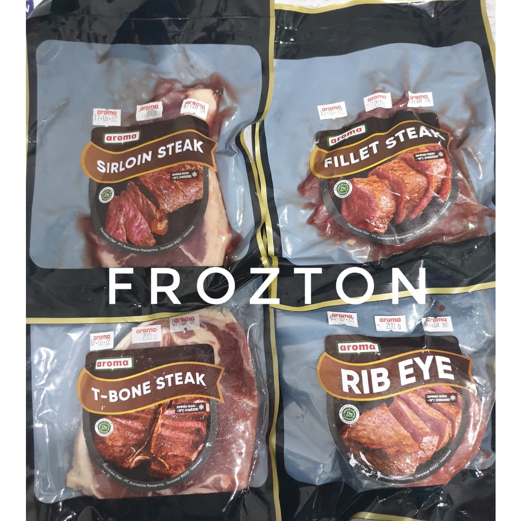 Aroma Beef Steak Sirloin Fillet Rib Eye T Bone ( 200 gr ) Sapi Lokal Premium