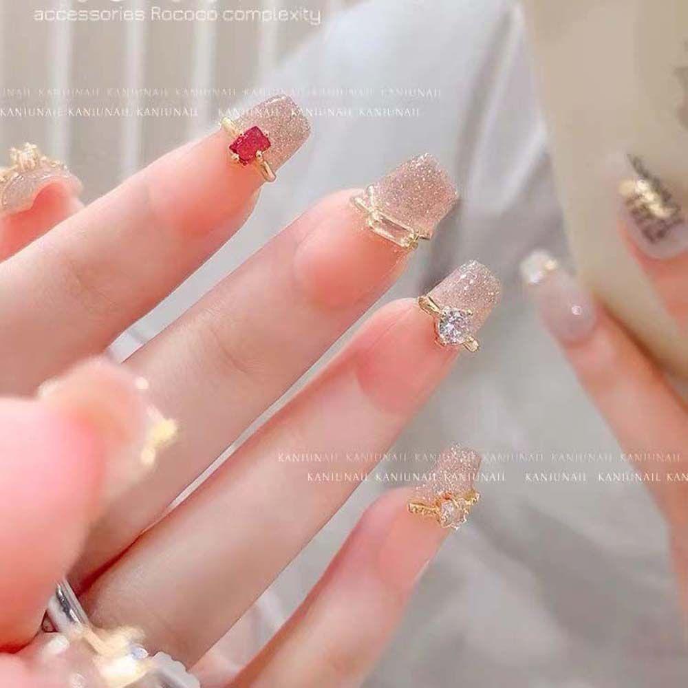 Augustina Nail Art Dekorasi DIY Shiny Crystal Nail Ornaments Manicure Accessoires Zirkon Perhiasan Kuku Cincin Nail Charms