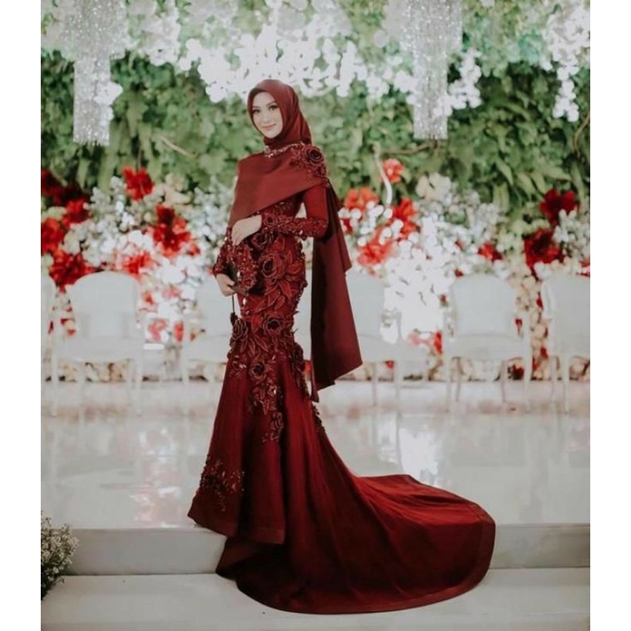 gaun tunangan/gaun pesta muslim/gaun wedding/gaun pernikahan