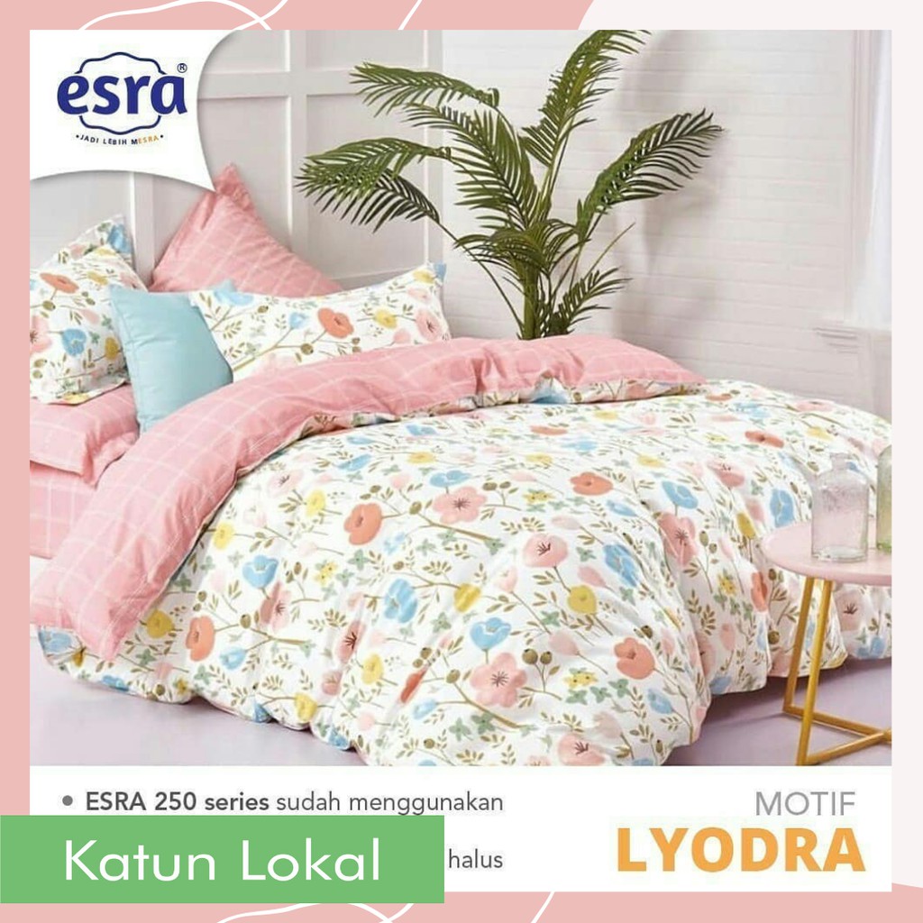 Kain sprei meteran bahan katun lokal CVC Esra motif bunga kecil cantik Lyodra