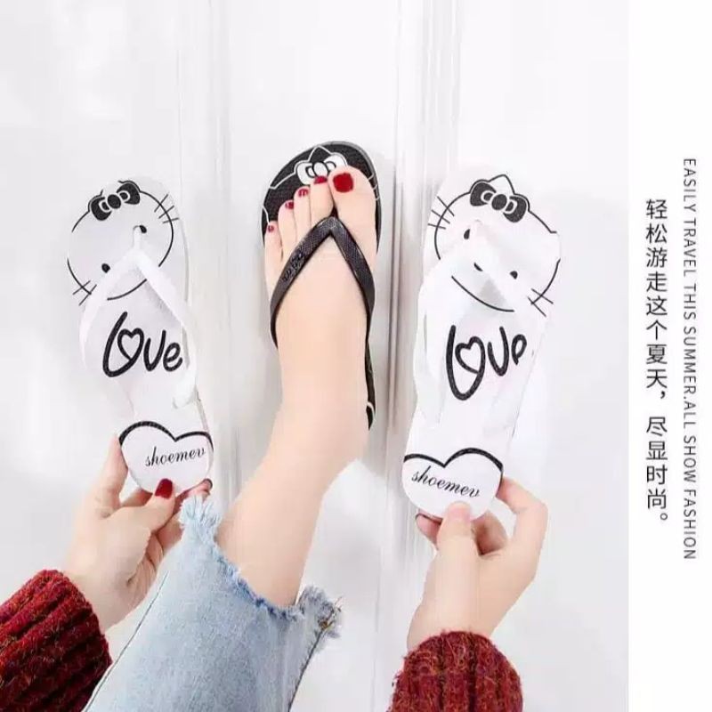 SANDAL JEPIT WANITA MOTIF HELLO KT HELLO