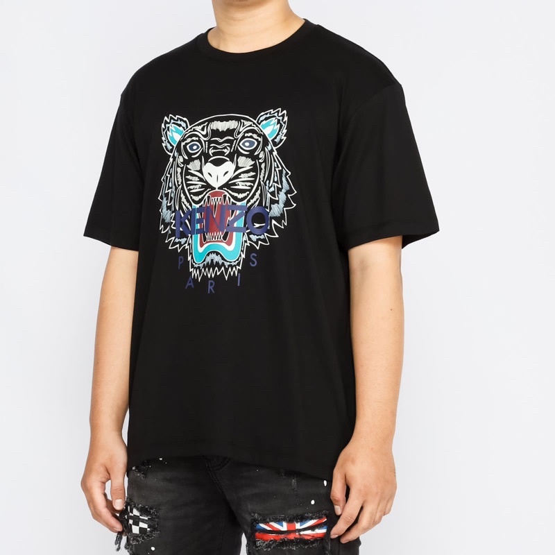 Ken. Tiger Tshirt Black/Blue Grey