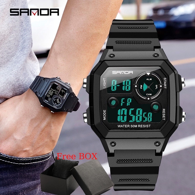 COD Sanda JamTangan Pria Multifungsi 418 sport digital Pria LED Anti air