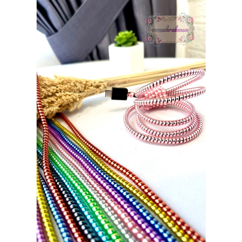 RT94 Pelilit Kabel Spiral Warna Metalic Pelindung Cable Hp Charger Universal Cord Protector solid Color glossy SB3484