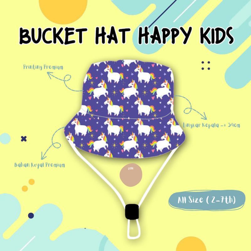 BUCKET HAT HAPPY KIDS 2-7thn