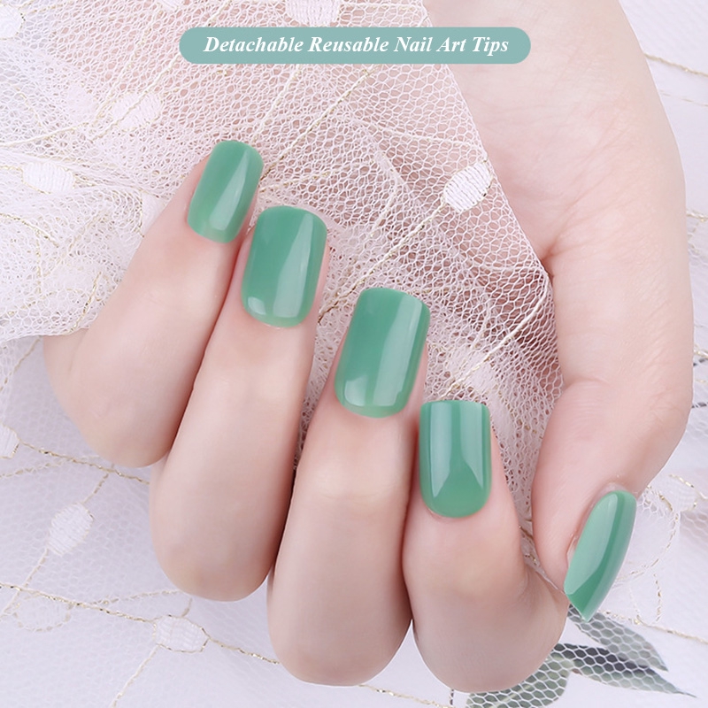 Kuku Palsu 10 Model Warna Polos Dapat Dilepas Dan Digunakan Kembali Untuk Dekorasi Nail Art