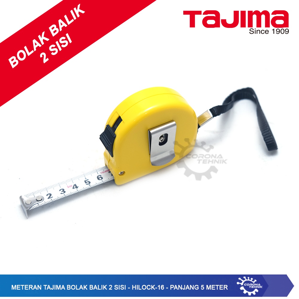 Tajima HiLock-16 - Meteran - 5 Meter - Bolak Balik 2 Sisi Satuan mm