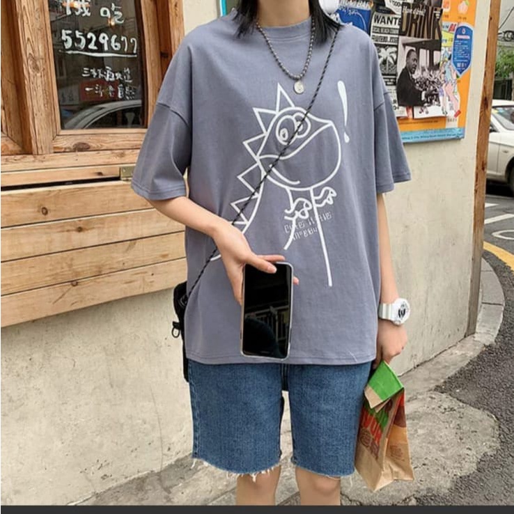 KAOS OVERSIZE | BAJU TSHIRT TUMBLR TEE DINO WANITA KOREA