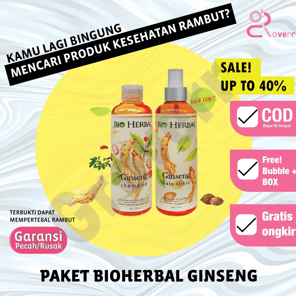 Paket Perawatan Obat Shampo Tonic Bio Herbal Ginseng Penumbuh Rambut Botak BPOM Original Halal PSH2