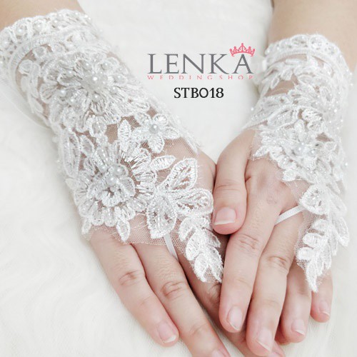 [SIAP KIRIM] LACE GLOVES SARUNG TANGAN PENGANTIN PESTA BROKAT PUTIH STB018