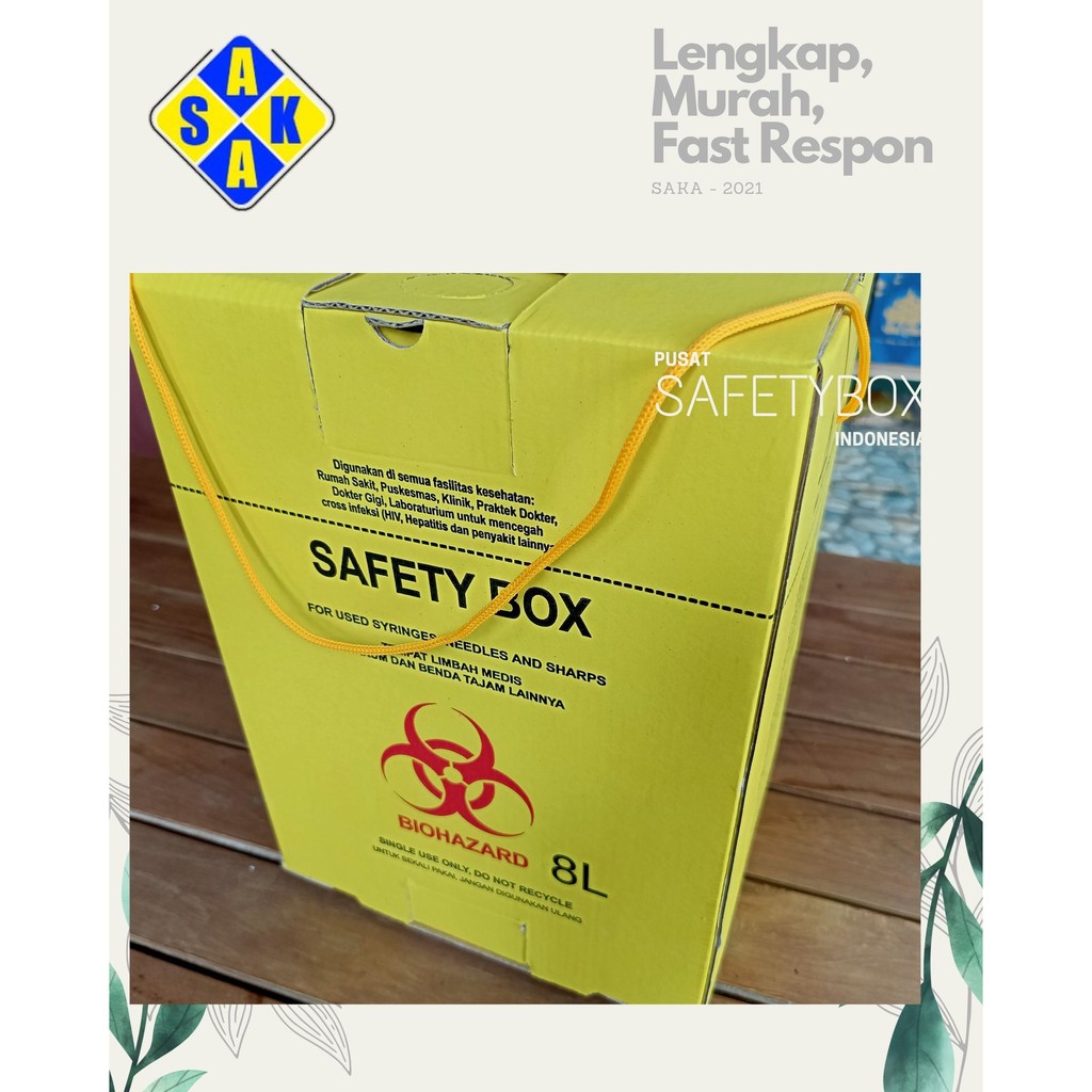 Safety Box Medis 8L/ Biohazard/ Tempat Sampah Medis/ Tempat Sampah Jarum Suntik