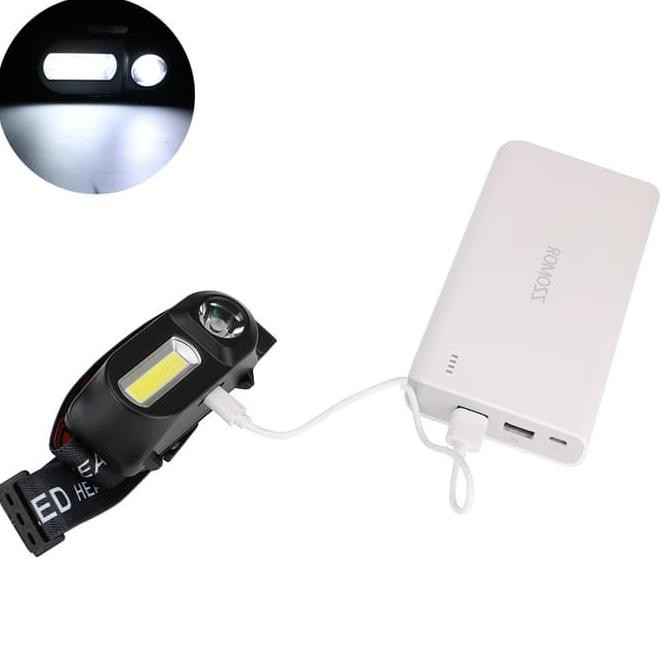 3f6z new senter kepala cob led / headlamp dobel led 3 modes cob usb charger i58z