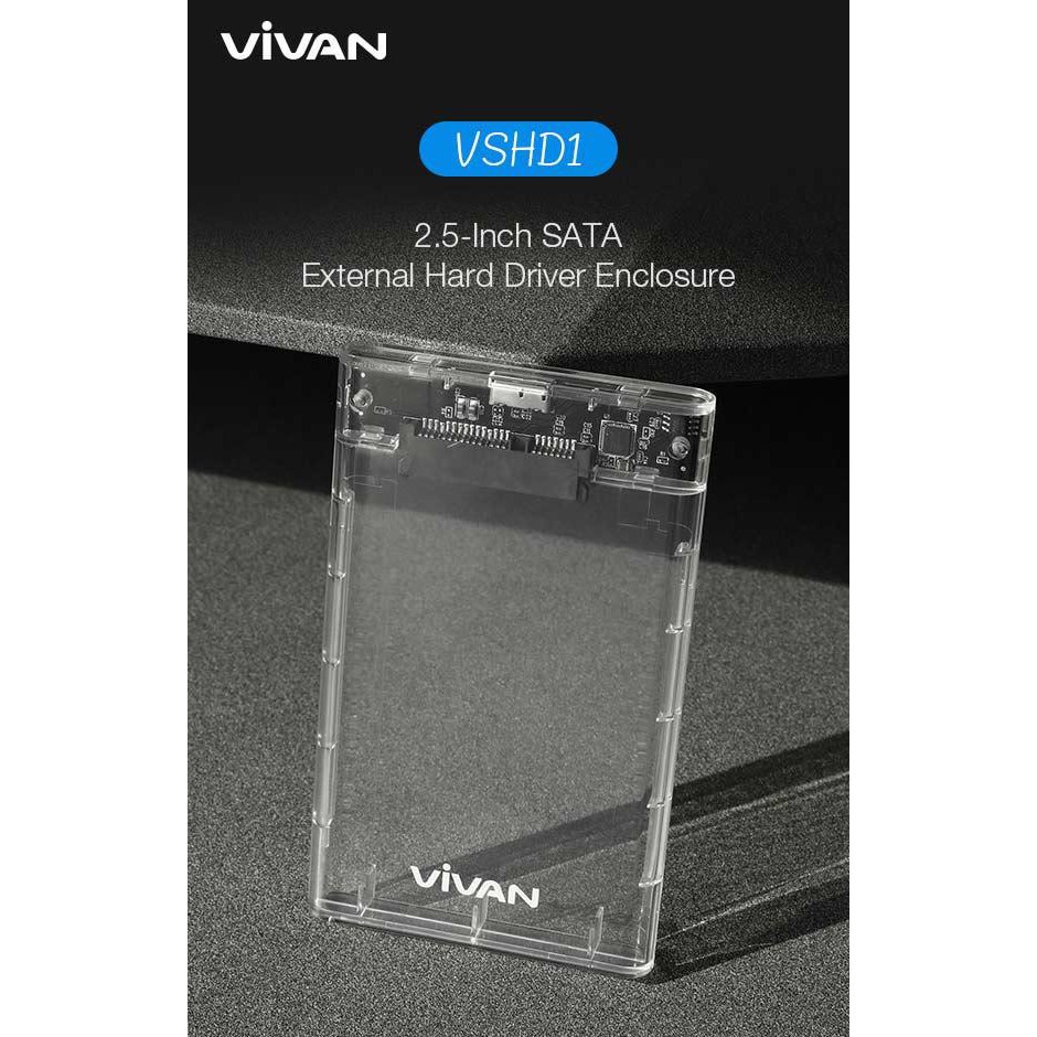 Vivan External Hard Drive VSHD1 - Transparent 2.5 Inch SATA USB 3.0 - Garansi Resmi 3 Tahun