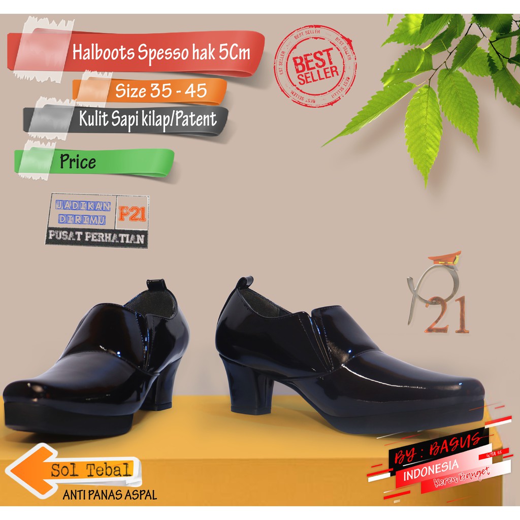 P21 - HALBOOTS SPESSO KARET / SEPATU WANITA / SEPATU POLWAN / SEPATU PDH / HALFBOOT SPESSO