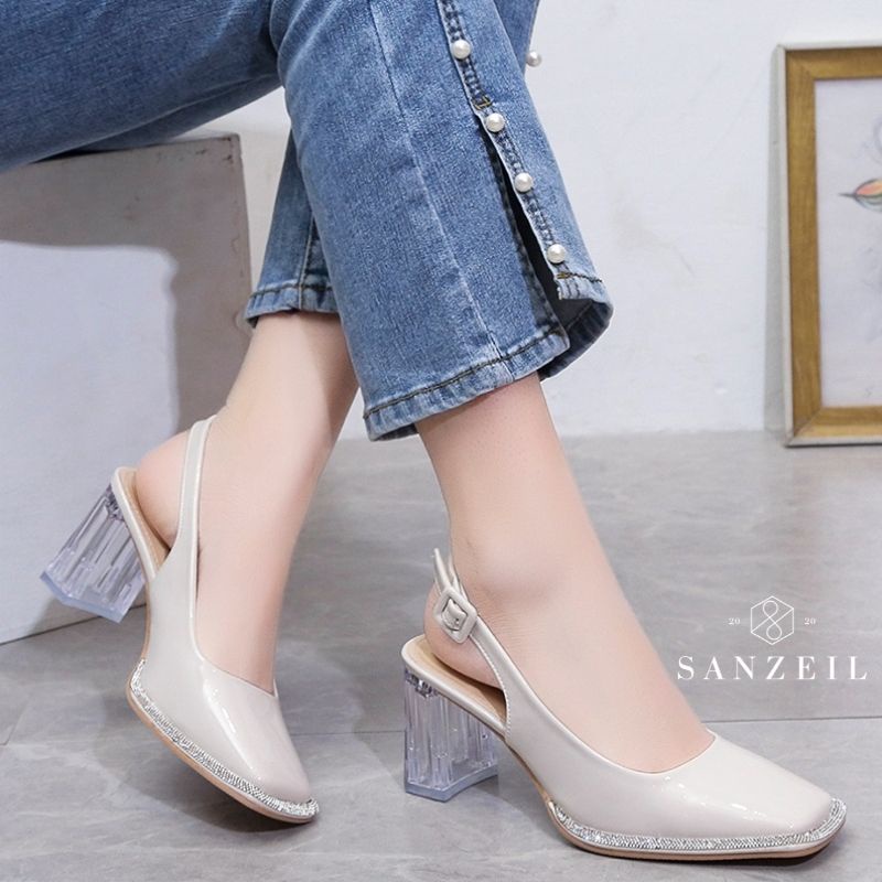 Sepatu Heels Wanita GO712 Chunky heels Import