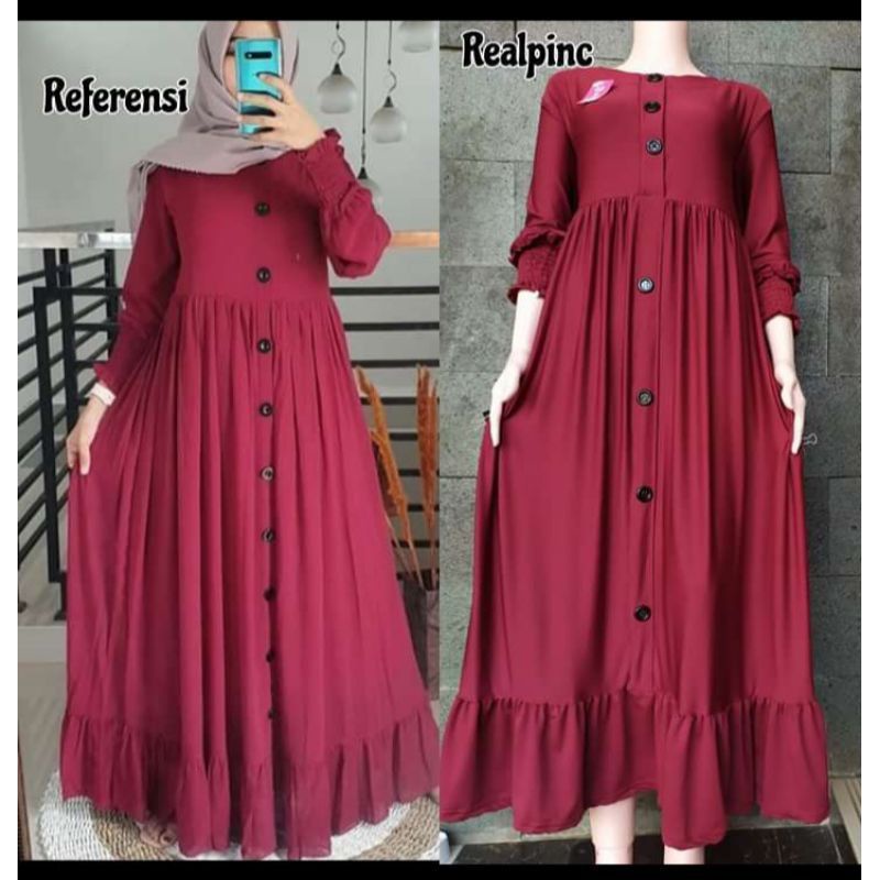 Plain maxy pakaian wanita fashion muslim remaja