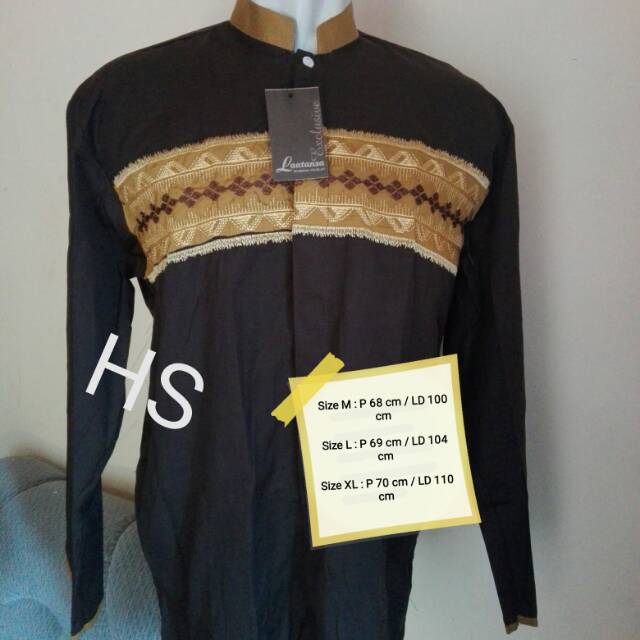 Baju koko lengan panjang bordir tengah warna coklat