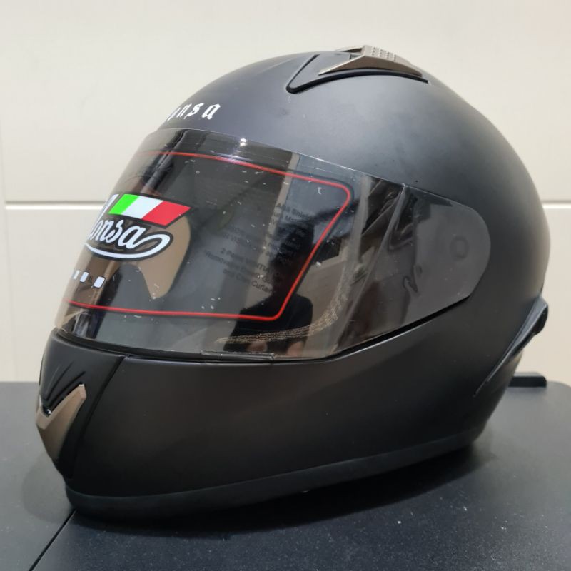Helm JPN Monsa fullface destroit - solid hitam doff