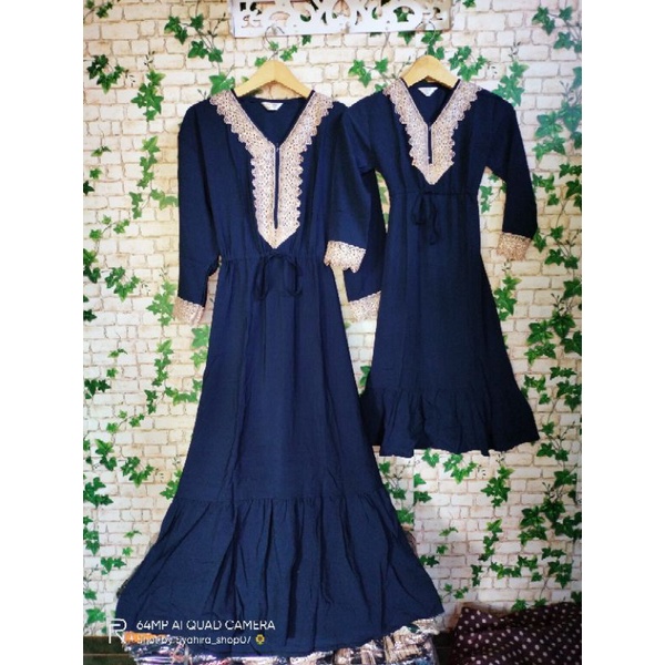 BISA COD Gamis COUPLE IBU DAN ANAK daster renda arab dubai real pict syahirashop cantik terbaru