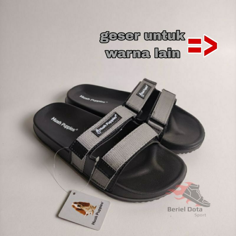 Sandal Slop Strap Pria Wanita Hush Puppies Sandal Sliper Velcro Cowok Cewek Ringan Santai Desain Out