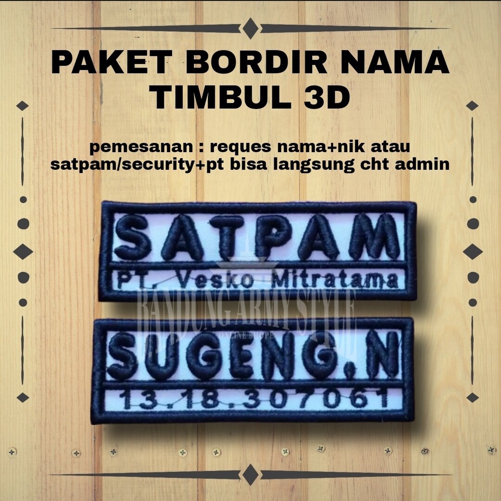 PAKET BORDIR ATRIBUT SATPAM SECURITY POLDA DAERAH TIMBUL 3D BORDIR ATRIBUT SECURITY TIMBUL 3D ATRIBUT SATPAM TIMBUL 3D