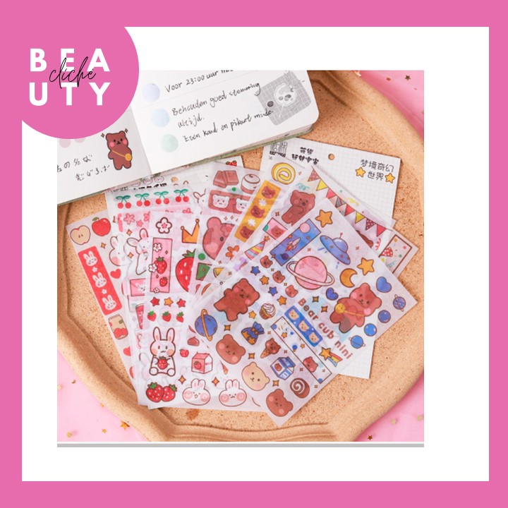 

Stiker Washi Paper Semi Waterproof Deco Sticker Eceran PART 1 MURAH DAN LUCU edisi beruang