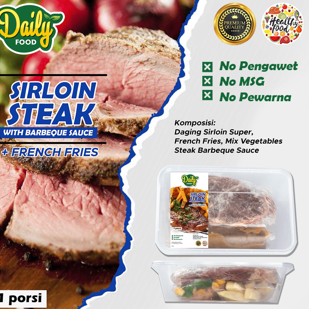 SIRLOIN STEAK FROZEN IMPORT DENGAN SAUS BARBEQUE FROZEN FOOD BY DAILY FOOD