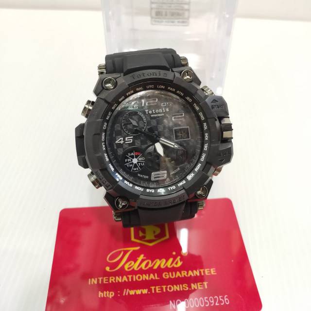 Jam Tangan Pria Tetonis Double Time Tali Rubber Waterproof