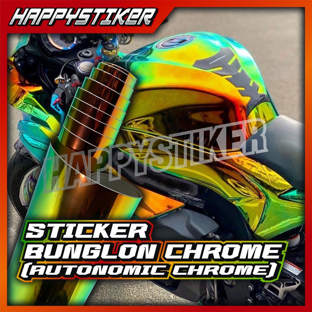 Stiker bunglon chrome / sticker autonomic chrome / skotlet bunglon hijau chrome / sticker chameleon 