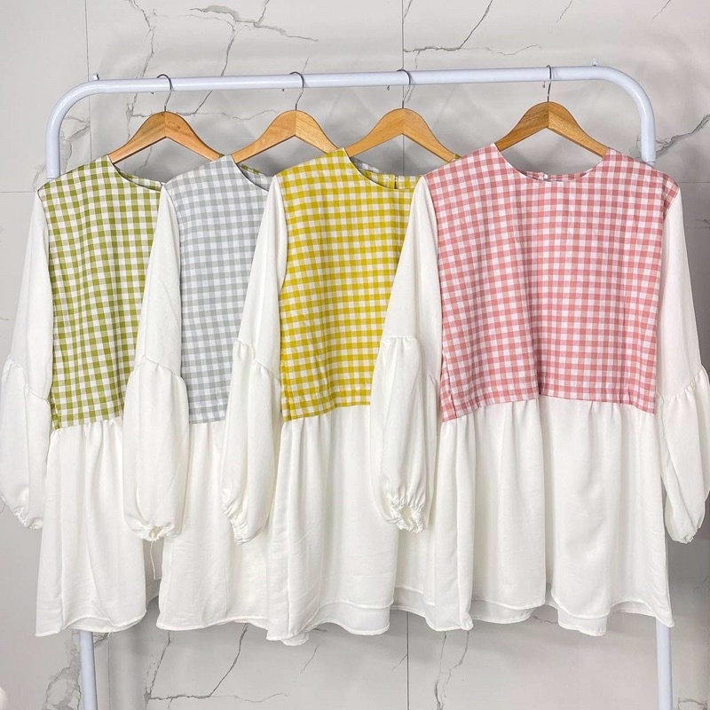 blouse korean tunik korea baju kerja blouse kerja baju putih baju kotakkotak