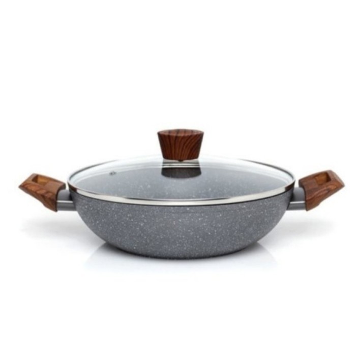 Cypruz KL-0647 Fry Wok Kwali Marble 24cm Plus Tutup And Lid Original