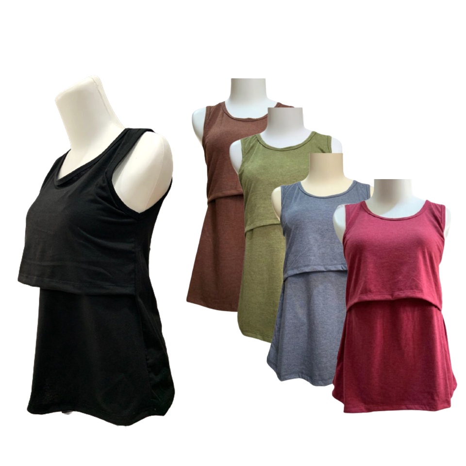 TankTop Ibu Hamil warna hitam -TankTop Bumil Daster Busui You Can See Bahan Katun Adem - Termurah