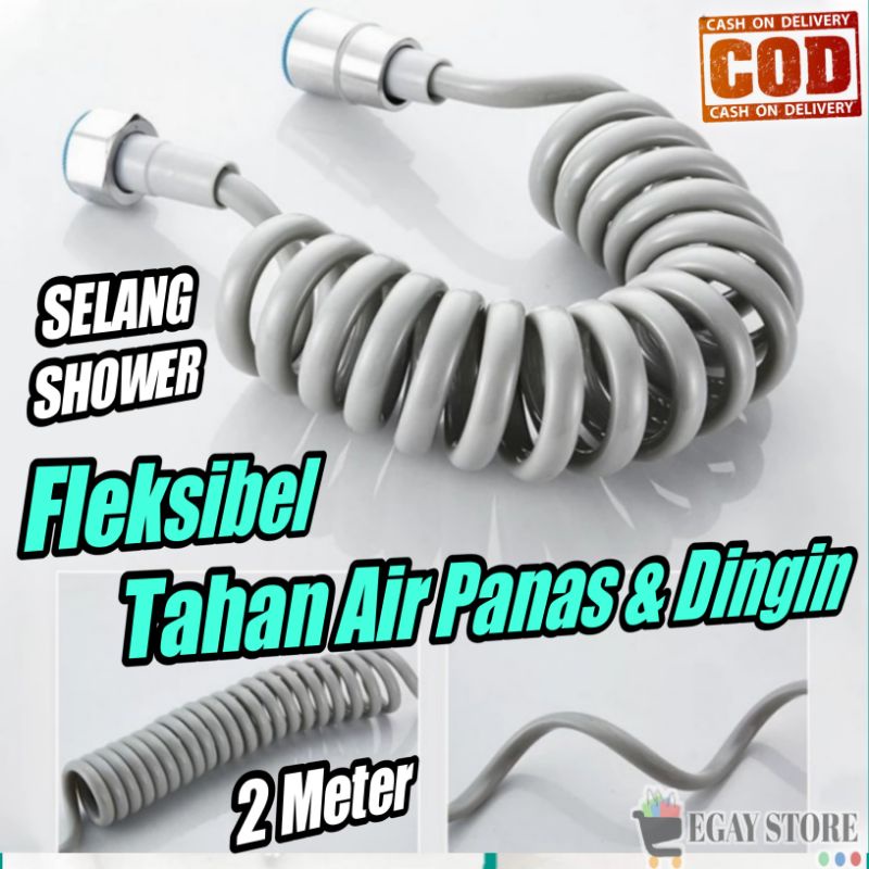 Selang Shower 2 Meter Fleksibel Toilet Kamar Mandi Tahan Air Panas Dan Dingin Bidet Spiral Spring Hose