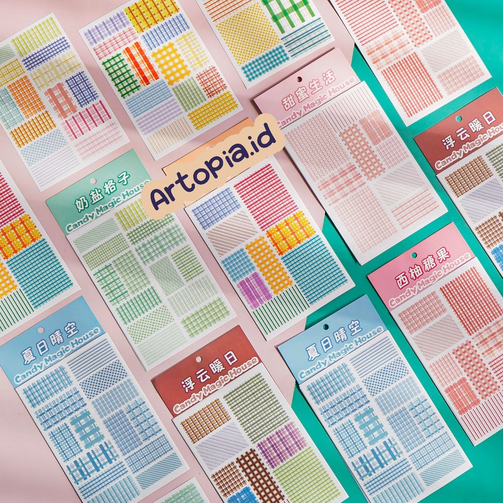 

[Artopia] [Grosir] 4 Lembar Tartan Washi Sticker / Stiker Plaid Gingham DIY Journal Estetik Bujo Journaling Bullet Scrapbook Hiasan