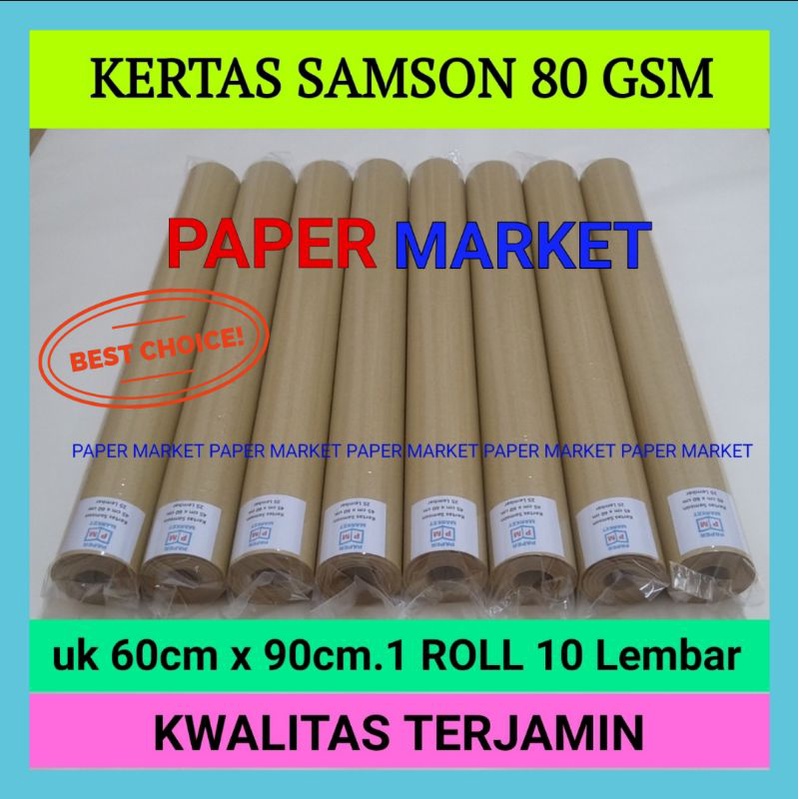 

KERTAS SAMSON COKLAT 80 GSM uk 60cm x90 cm 1ROLL 10 Lembar